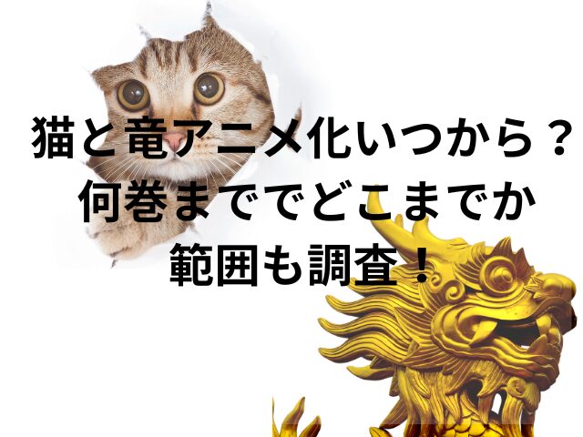 猫と竜アニメ化いつから？何巻まででどこまでか範囲も調査！